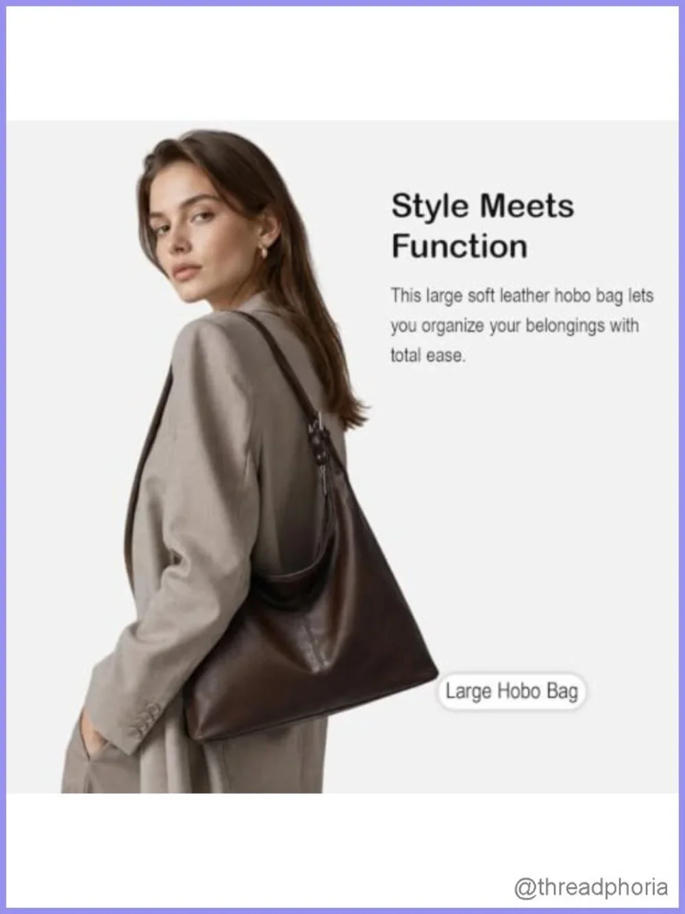 Large Vegan Leather Hobo Bag Slouchy Shoulder Purse Work Tote
